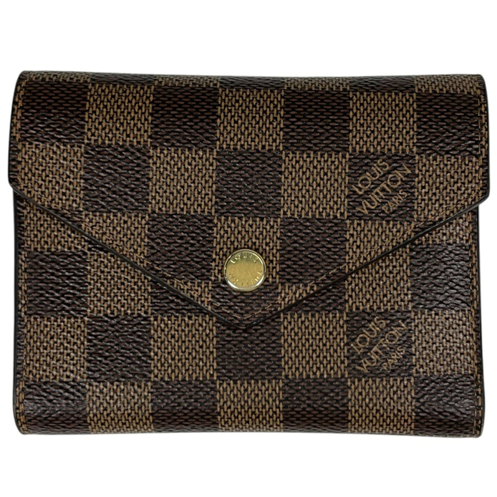 Louis Vuitton Portefeuille Victorine Tri fold Wallet Damier Brown Red